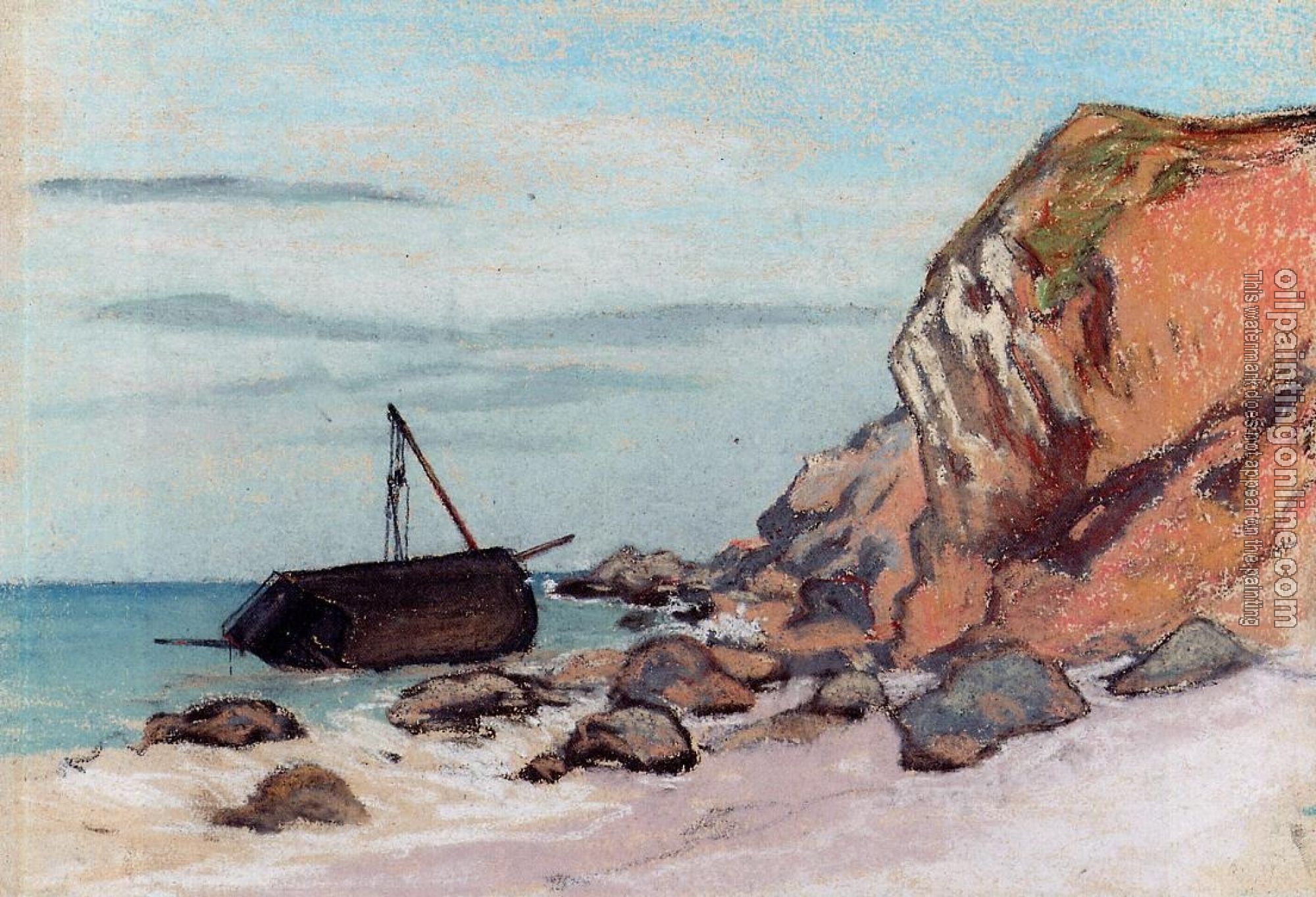 Monet, Claude Oscar - Sainte-Adresse, Beached Sailboat